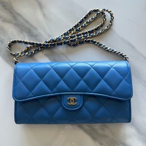 Chanel Blue Classic Wallet